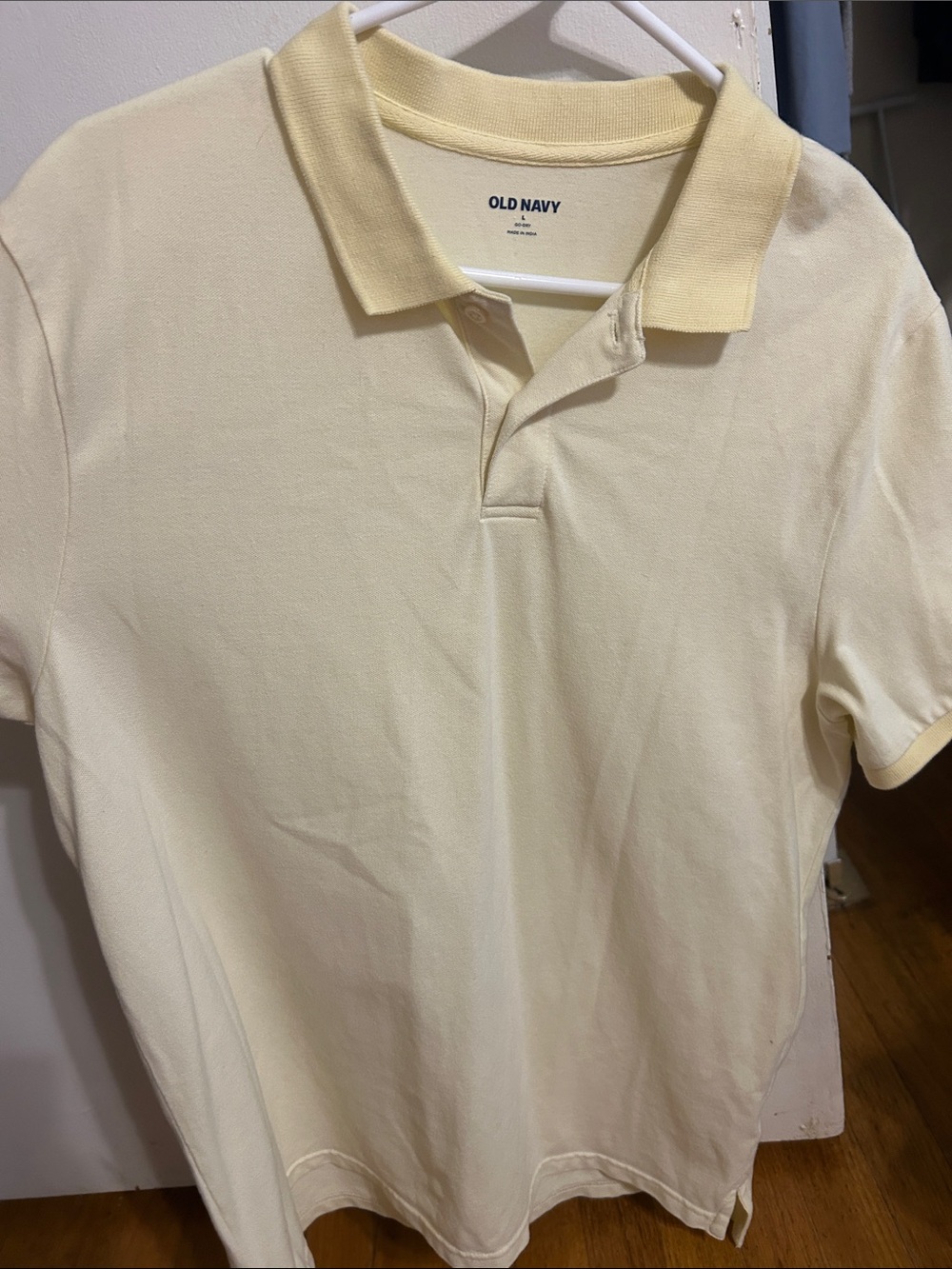 Old Navy Men's Pale Yellow Polo Shirt